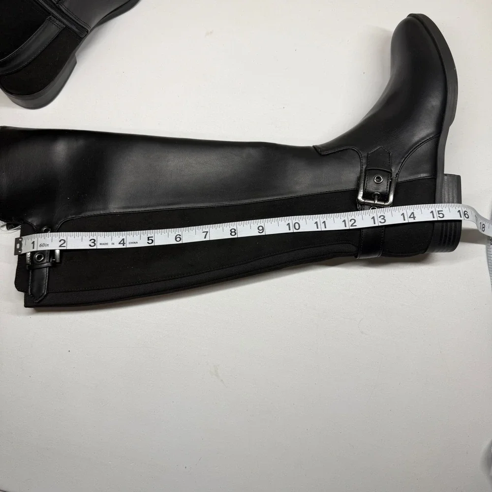 Liz Claiborne Womens Black‎ Knee High Boots LC Sallas Side Zip Buckle Sz 6M NEW